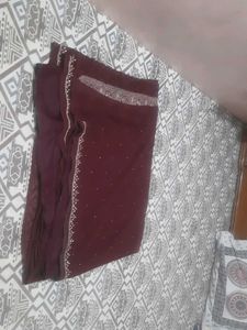 Maroon Saree with Embellished Border