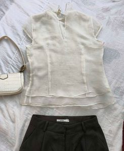 Sheer White Mock Neck Top