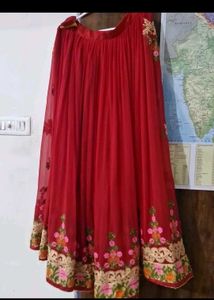 Red Embroidered Ethnic Skirt