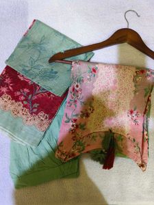 Lawn pakistani kurta set with cotton dupatta