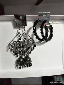 Combo of 2 -Star themed earring and black hoops