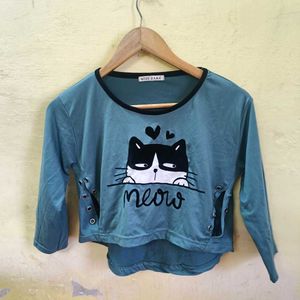Cute Cat "Meow" Graphic T-Shirt