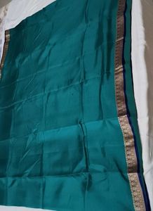 Elegant Blue &amp; Teal Embroidered Silk Saree