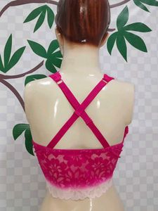 (400)Hot Pink Lace Bralette