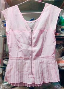 White Peplum Top with Short Sleeves