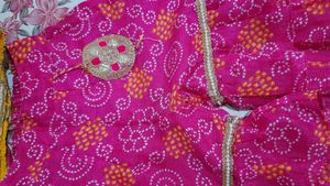 Girls Magenta Floral Embroidered Top With Sharara