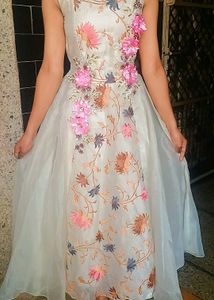 Elegant Floral Embroidered Gown