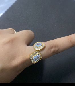 DOUBLE STONE STUDDED ANTITARNISH RING