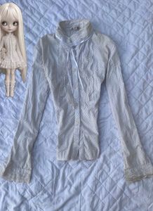 horror  polka dot porcelain doll fitted lace shirt
