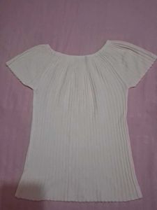 Cream Ribbed Knit Top