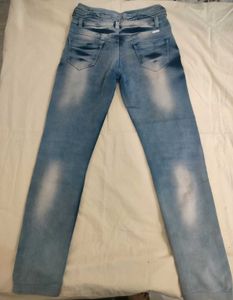 Ribbed Light Wash Skinny Jeans