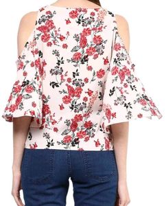 Floral Cold-Shoulder Flutter Sleeve Top