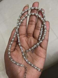 Elegant Pearl & Silver Bead Anklets