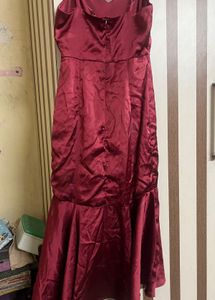 red satin party dress