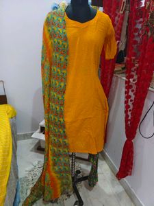 Vibrant Yellow Kurta Set with Dupatta