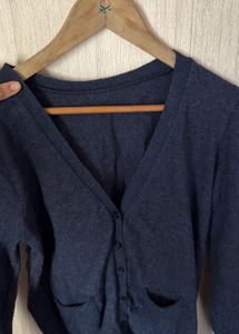 Classic Navy Blue V-Neck Cardigan