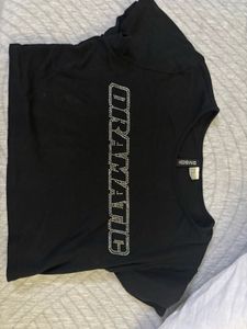 Black "DRAMATIC" Rhinestone Crop Top