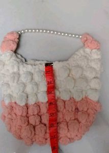 Chunky Knit Handbag with Pearl Strap