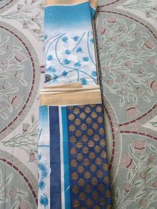 White Cotton Saree with floral design