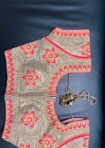 Embroidered Silk Blouse with Floral Motifs