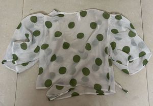 Chic Polka Dot Wrap Top