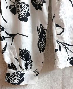 Women's White Floral Print Top