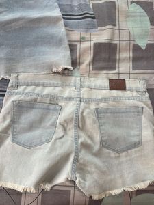 Light Wash Denim Skirt and Shorts Set