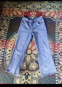 Light Wash Cropped Flare Jeans