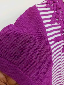 Striped Knit Top with Floral Applique