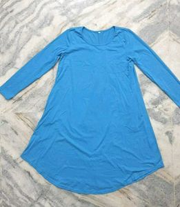 👗Blue Long Sleeve Casual Dress