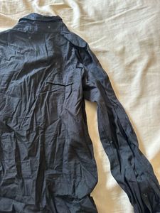 Black Textured Button-Up Shirt- S