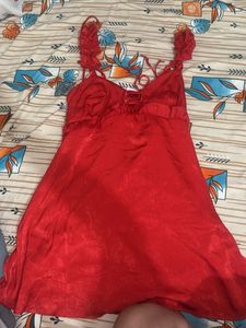 Stunning Red Blouse with Rose Detail