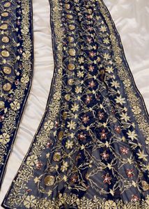 Embroidered Navy saree with Gold Accents