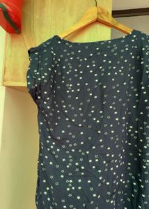 Mango Navy Blue Star Print Dress