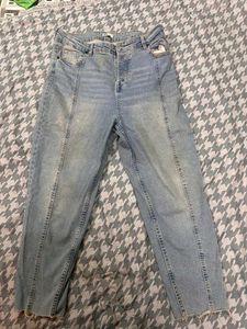Light Wash Seamed Jeans