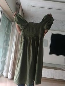 Olive Green  Midi Dress