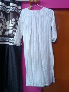 White Kurta with Cactus Print