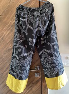 Elegant Black &amp; Yellow Printed Palazzos