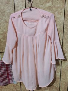 Peach Bell Sleeve Blouse