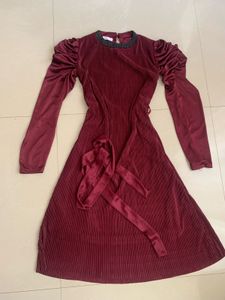 Elegant Burgundy Velvet Dress