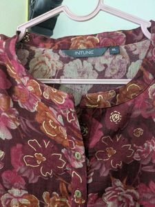 Floral Wine Coord Set – Kurta &amp; Pants