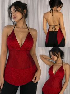 Red Halter Neck Top y2k