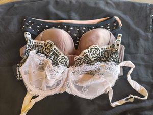 Lace & Embroidered Bra Set