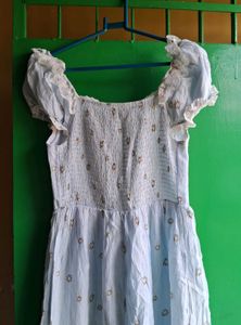 Light Blue Floral Print Dress Bridgerton inspired