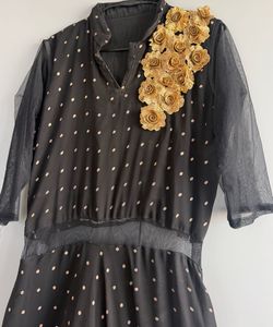 Elegant gold Black Gown with dupat