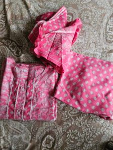Rose pink full cotton suit set