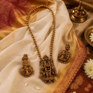 Traditional Temple Design Long Haram Necklace for