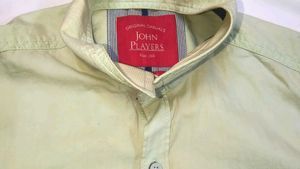 Men's Light cream Band Collar Shirt