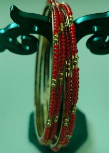 Red & Gold Beaded Bangles