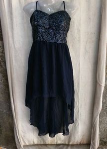 Sparkly Navy Blue High-Low Dress